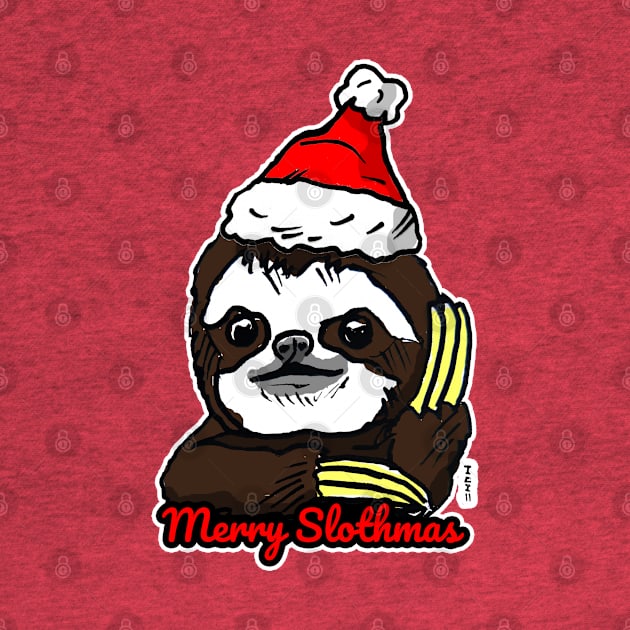 Merry Slothmas - Funny and Cute Christmas Sloth by sketchnkustom